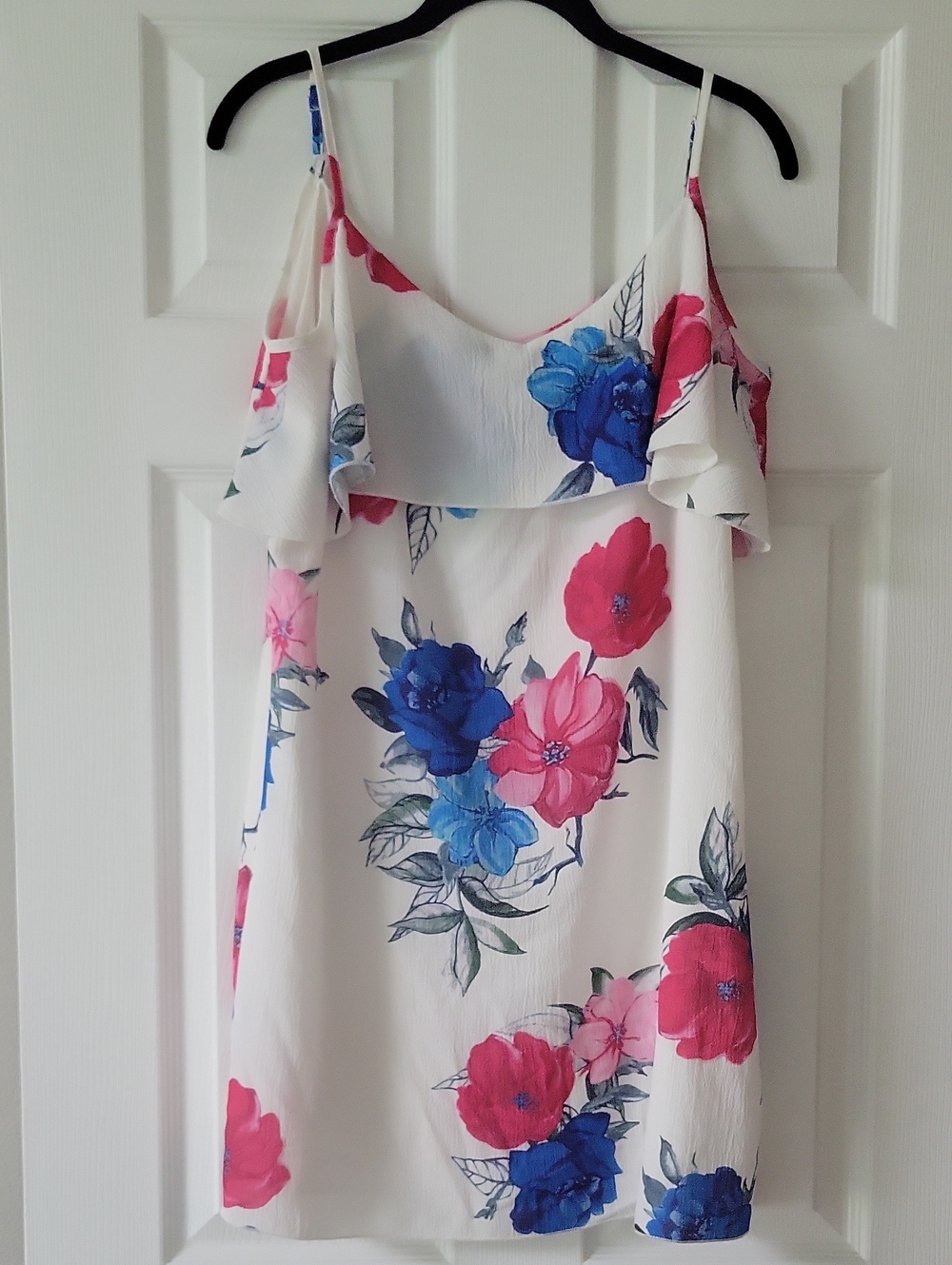 YOINS White Mini Slip Dress with Blue & Pink Floral